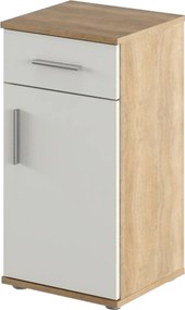 Dulap baie LESSY NEW 03, stejar sonoma/alb, DTD laminat, cu o usa si u