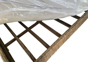 Pat cu baldachin din fibră de bananier și lemn de tec, natur, cu tăblie împletită, 198 x 209 x 188 cm, „Banara”