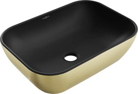 Mexen Rita chiuvetă de blat 45 x 32 cm, negru mat/model linii aurii - 21084577