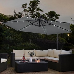 Juskys Umbrelă de soare LED Brazilia 3,5 m - gri închis