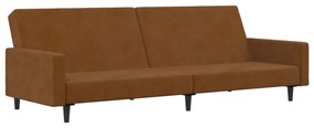 337318 vidaXL Canapea extensibilă cu 2 locuri, maro, catifea