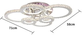 Lustra LED Cu Telecomanda, Cristal, 6 cercuri, Cromat ,120W, RGB,