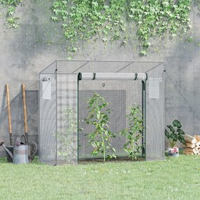 Outsunny Seră de Grădină cu Ușă Rulantă, 2 Ferestre și Margini Extinse, Seră pentru Plante din Oțel, 200x76x168 cm, Alb | Aosom Romania