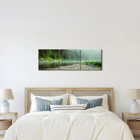 Tablou - Râu lângă pădure (cu ceas) (90x30 cm)