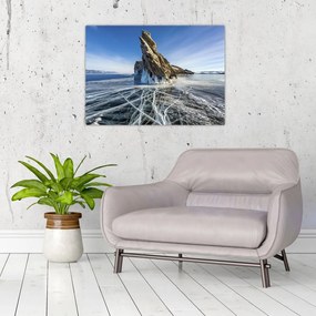 Tablou pe sticlă cu piatra înghețată (70x50 cm)