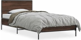 vidaXL Cadru de pat, stejar maro, 100x200 cm, lemn prelucrat și metal