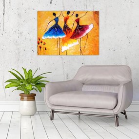 Tablou pe sticlă - Pictură în ulei, balerina (70x50 cm)