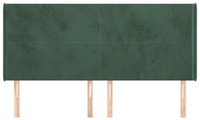Tablie pat cu aripioare verde inchis 163x16x118 128 cm catifea 1, Verde inchis, 163 x 16 x 118 128 cm