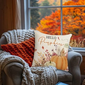Fata de perna HELLO PUMPKINS 45x45 cm, bej