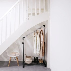 Suport pentru haine negru telescopic/cu roți din metal Under Stairs – Compactor