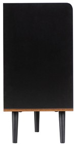 Comodă cu 3 sertare, uși glisante în dungi, 117,5x39,5x80 cm, Negru