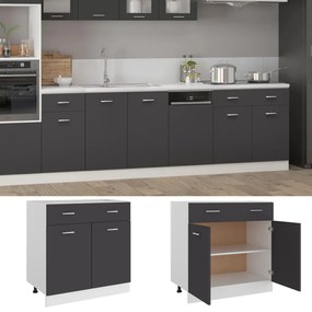 801238 vidaXL Dulap inferior cu sertar, gri, 80 x 46 x 81,5 cm, PAL