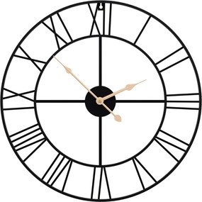 vidaXL Ceas de perete, negru, Ø50 cm, fier