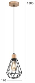 Lustră pe cablu Brilagi WOODY BASKET 1xE27/60W/230V stejar