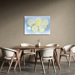 Tablou pe sticlă cu lămâie în gheață (70x50 cm)