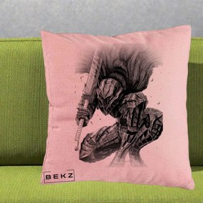 Perna Personalizata Berserk Guts Armor of Darkness Manga, 40x40 cm, Roz, Husa Detasabila, Perna Inclusa, BEKZ®