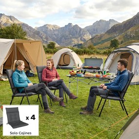 Outsunny Set de 4 perne pentru scaune de grădină impermeabile și antiderapante cu spătar și curele 112x53 cm Gri Închis | Aosom Romania