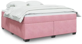 vidaXL Pat box spring cu saltea, roz, 180x200 cm, catifea