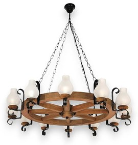 Candelabru rustic fabricat manual din lemn Roata 12L