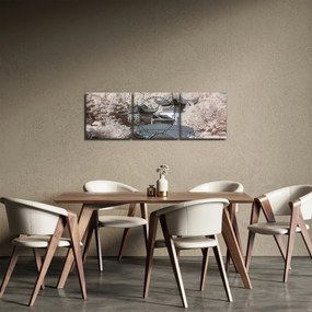 Tablou - pomi înfloriți în Asia (cu ceas) (90x30 cm)