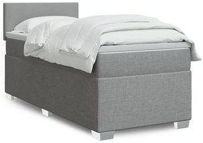 vidaXL Pat box spring cu saltea, gri deschis, 100x200 cm, textil