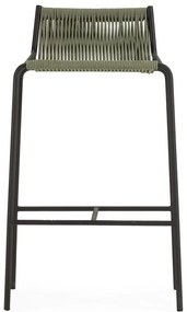 Scaun de bar verde din metal (înălțime șezut 65 cm) Emily – Marckeric