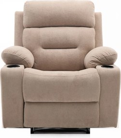 Fotoliu Masaj, Incalzire, Rabatabil, Sezut cu Arcuri Metalice, Suport Picioare extensibil, Chenille, Bej