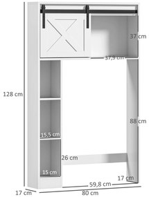HOMCOM Mobilier de depozitare deasupra toaletei cu ușă glisantă, mobilier raft toaletă, raft reglabil, alb | Aosom Romania