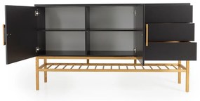 Dulap cu 2 uși și 3 sertare și picioare din lemn de stejar Tenzo Scoop, lățime 176 cm, negru