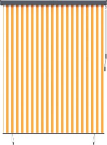 vidaXL Rulou textil cu perdele Dungi Alb și Portocaliu 200 x 250 cm