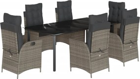 vidaXL Set mobilier de grădină cu perne, 7 piese, gri, poliratan