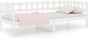 vidaXL Pat de zi fără saltea, alb, 90x190 cm, lemn masiv pin