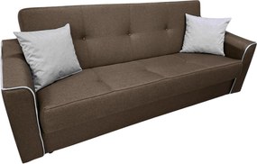 Canapea VERA extensibila, 3 locuri, lada de depozitare, stofa maro + gri, 225x90x90 Maro + Gri, Stofa