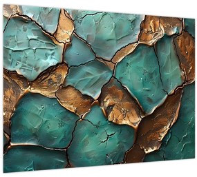 Tablou - Pictură verde-auriu (70x50 cm)