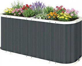 Outsunny Pat înălțat metalic 136 x 53 x 61 cm, adânc, pentru grădină, cu margini de protecție, etichete pentru plante, mănuși, fund deschis | Aosom Romania