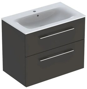 Dulap pentru lavoar 64x79x48 cm, cu lavoar, 2 sertare, lava mat Gri inchis mat