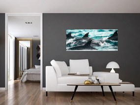 Tablou - Delfini în ocean (120x50 cm)