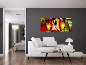 Tablou - Pictură în ulei, chipuri abstracte (120x50 cm)