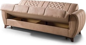 Canapea extensibila 3 locuri cu lada 233x90x80 cm – stofa bej – Asia