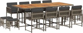 vidaXL Set mobilier de grădină cu perne, 13 piese, gri, poliratan