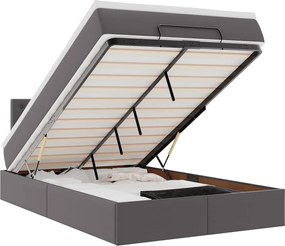 vidaXL Cadru de pat otoman cu saltea gri 120x200cm piele artificială