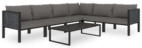 vidaXL Set mobilier de grădină cu perne, 7 piese, antracit, poliratan
