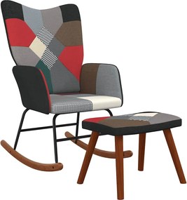 vidaXL Scaun balansoar cu taburet, material textil, petice