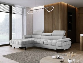 Coltar extensibil cu lada SELVA MINI, sezlong stanga, stofa catifelata
