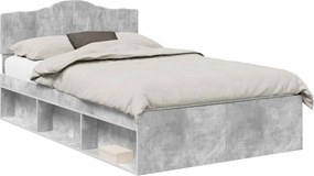 vidaXL Cadru de pat cu headboard Beton 120 x 190 cm Lemn de pin masiv