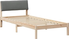 vidaXL Cadru de pat maro și gri închis 90 x 190 cm Lemn masiv de pin