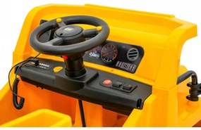 Camion Electric cu acumulator pentru copii NOVOKIDS™ Caterpillar Truck, Cu megafon si lopata incluse, Max 30 kg, 12V, 2 Viteze, lungime 107 cm,