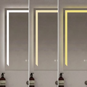 Oglinda Led Si Touch Cu Functie Dezaburire, Lumina rece ,calda, neutra, 60x80cm ,lupa cosmetica x3
