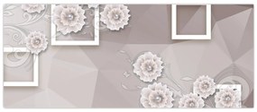 Tablou - Imagine flori bej (120x50 cm)