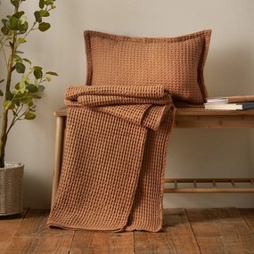 Pătură maro din bumbac 150x200 cm Jaipur Chunky Waffle – Pineapple Elephant
